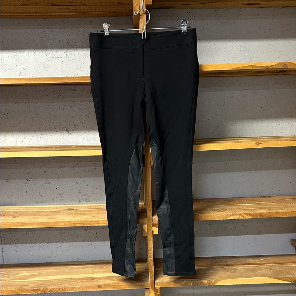 NWOT Ann Taylor Faux Leather Panel Black Riding Pants